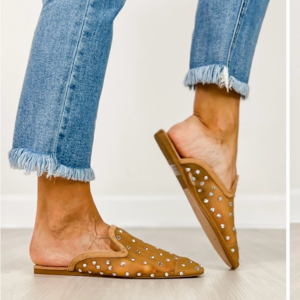 Studded Tan Mules Corkys